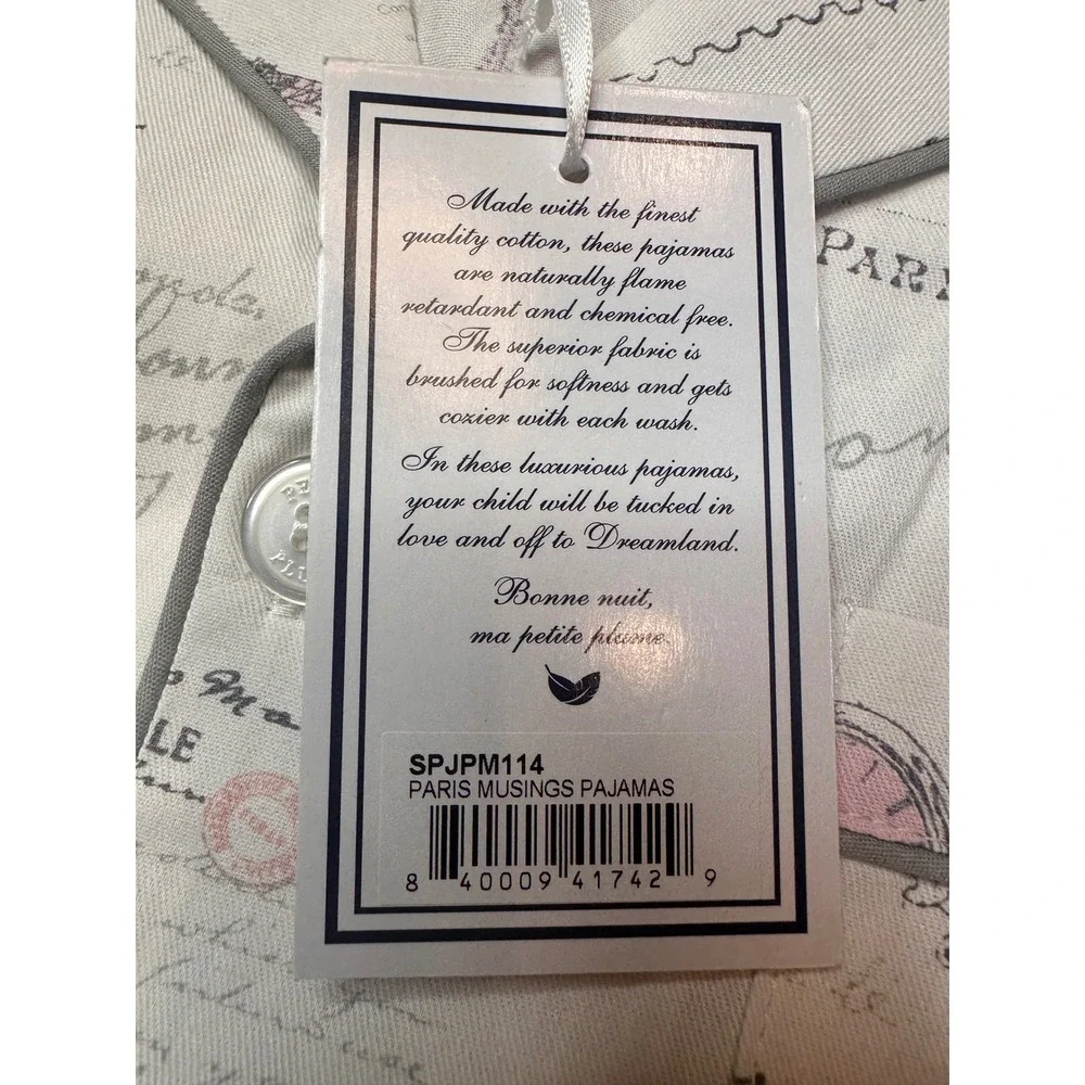 Petite Plume Girls Paris Musings Pajama Set White Pink Size 14 SPJPM114 NEW